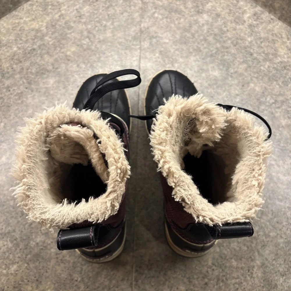 Sorel Waterproof Tivoli Purple Black Womens Boots NL1631-639 US 7 Excellent Cond